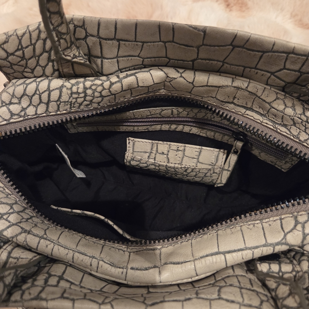 Botkier Croc-Embossed Handbag in Gray (Grey-cream color) - Picture 4 of 6